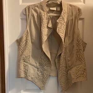 Chico's Tan Lace Detail Vest